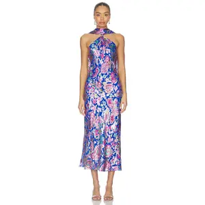 RIXO Hayley Dress in Cara Floral Devore Blue