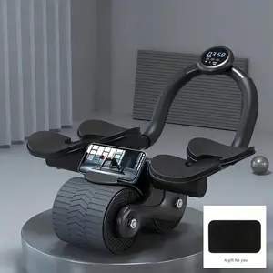 Ab Roller Wheel with Automatic Rebound & 4 Elbow Supports Abdominal Exercise Roller for Core Trainer with Timer & Phone Holder Ab Core Trainer Ab Core Trainer