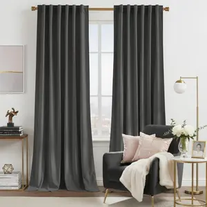 NICETOWN Velvet Blackout Curtains for Study Room/Loft/Apartment, Solid Heavy Matte Rod Pocket Back Tab Drapes/Window Treatments for Hallway, Theater, Nursery, Infants (2 Pieces)