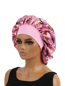 Butterfly Satin Sleep Cap, Soft Wide Brim Elastic Fit, Perfect for Curly Hair, Sleeping Accessory, Ideal Gift