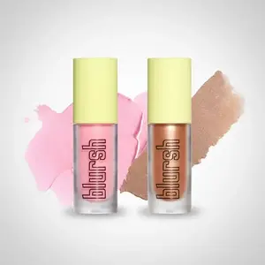 Blursh Liquid Blusher Set, 2 Counts 6ml Liquid Blush and Highlighter, Glam Makeup for All Skin Types and Tones, Beauty Cosmetics