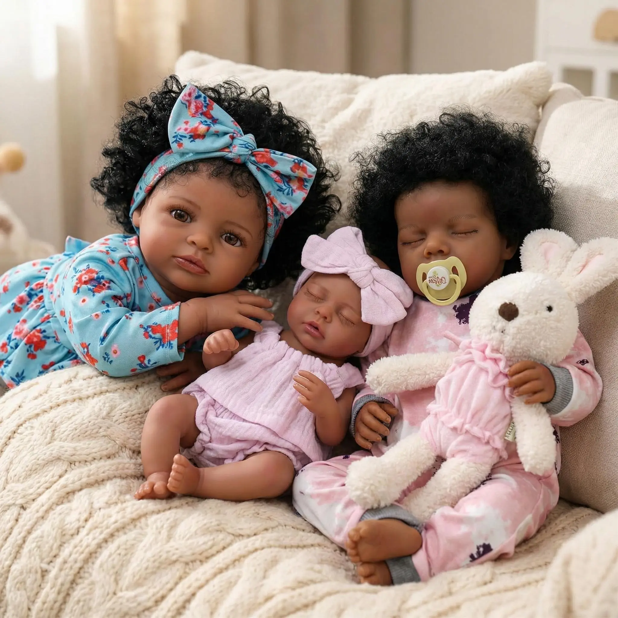Babeside 20-Inch Laney Real Life Lifelike Soft Dark Skin Black African American Newborn Toddler Baby Doll with Cloth Body for Kids Age 3, Reborn Baby Doll, Newborn Baby