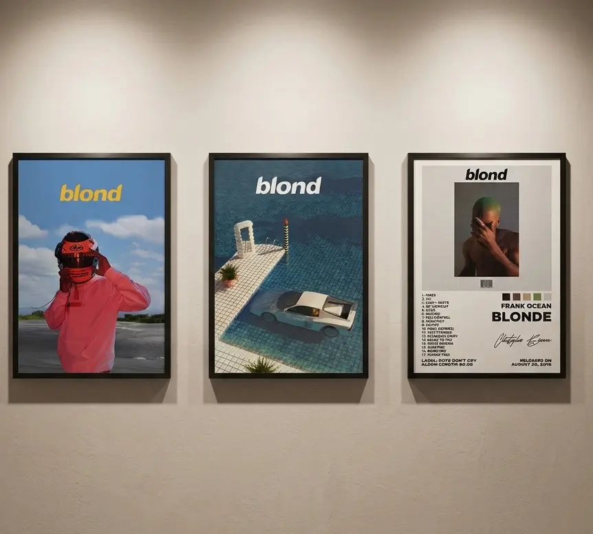Frank Ocean Blonde Hip Hop Artwork - Custom Album Cover Poster, Eco-Friendly Odorless High-Quality Print, Premium Black Framed or Unframed Room Decor, Versatile for Bedrooms or Bars, Music Lover Gift, Wall Prints