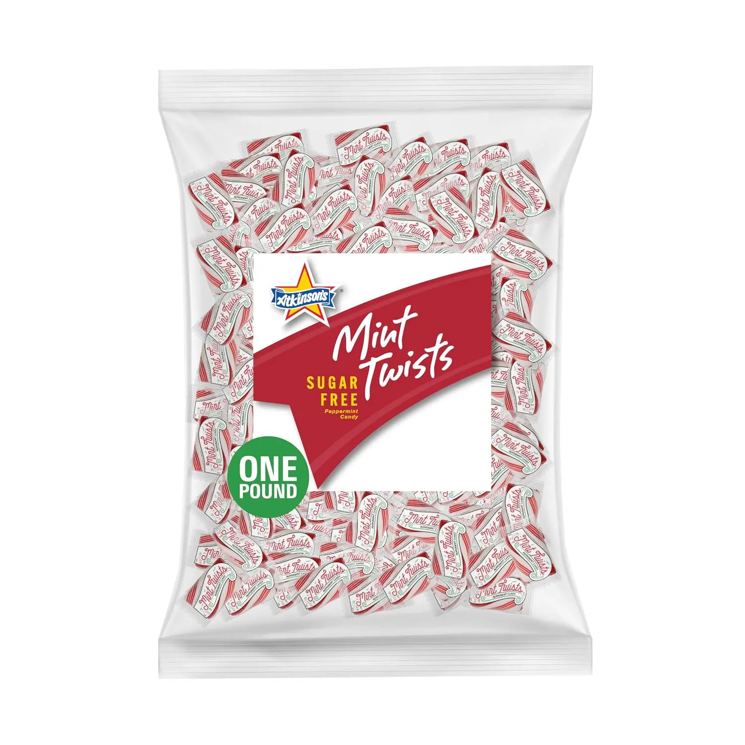 Atkinson's Sugar Free Mint Twists Peppermint Bite Size Candy, 1 lb Bulk Bag