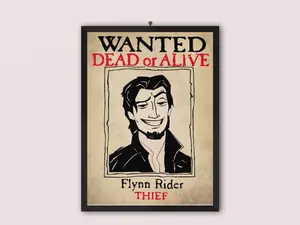 Flynn Rider Wanted Poster - Tangled Movie Poster, Tangled Movie Print