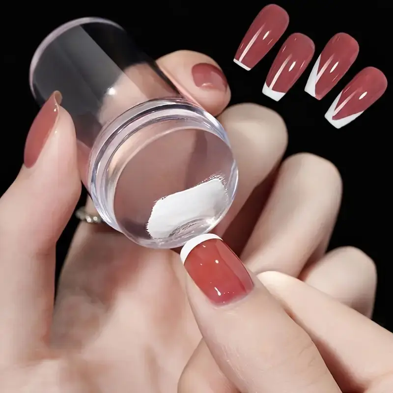 1 PCS Transparent Nail Art Stamper with Scraper, Quick Easy French Manicure Kit, Nail Art Stamping Tool Set, Nail Art Tools, Nail Art Supply, Nail Art Equipment, Diy Nail Art, Nail Stamp Tips, Single Item Pack