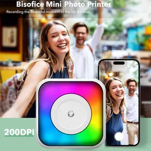 Mini Sticker Printer M1, Mini Thermal Printer with 3 Rolls Paper, Portable Bluetooth Inkless Printpods, Pocket Label Maker Suitable for Creative Kids DIY, Diaries, Photos, Study Notes