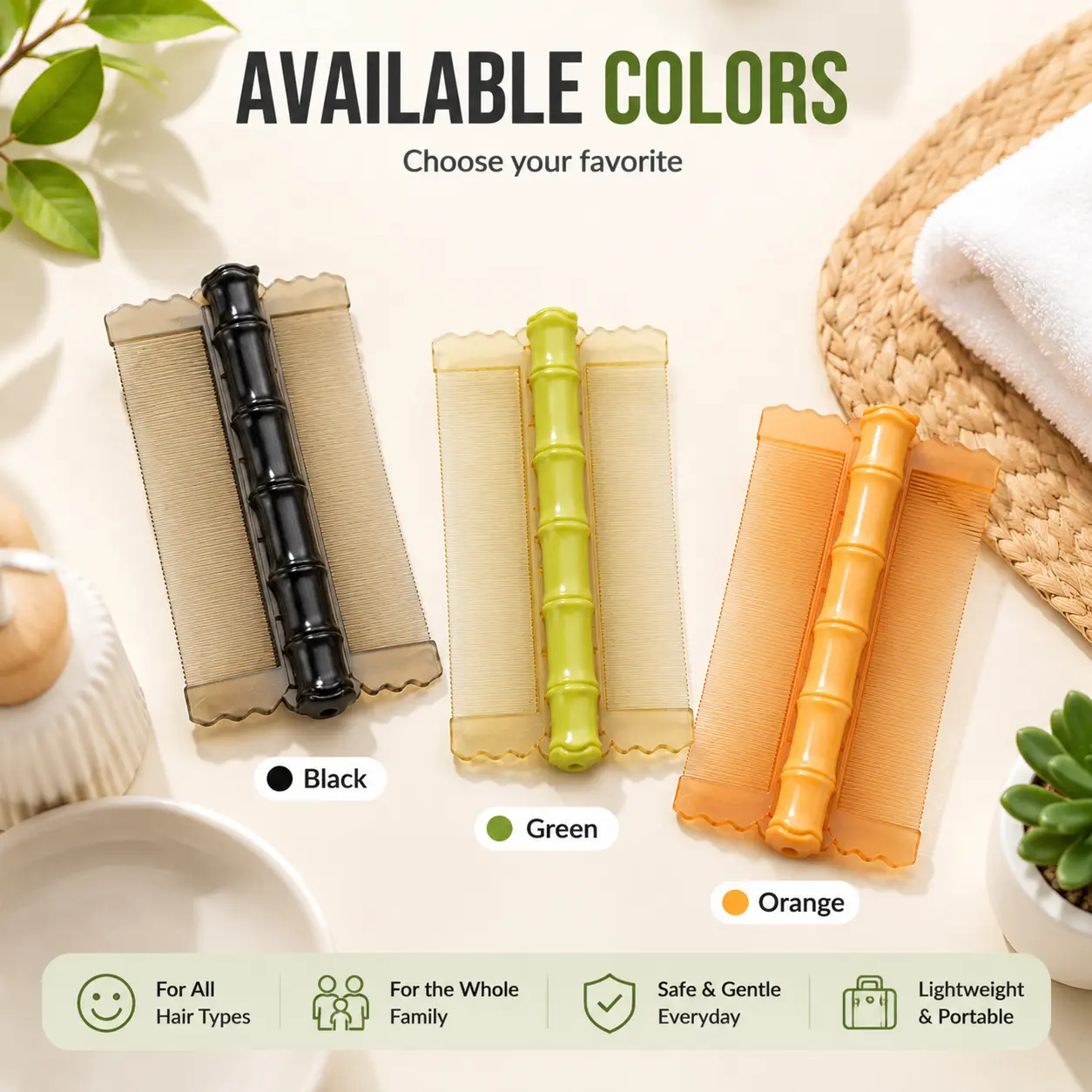 Premium Bamboo Handle Lice Comb 3 Pack Fine Tooth Double Sided Nit Removal Comb Scalp Cleaning Hair Brush for Adults Kids Safe Gentle Head Lice and Nit Eliminator Suitable for All Hair Types