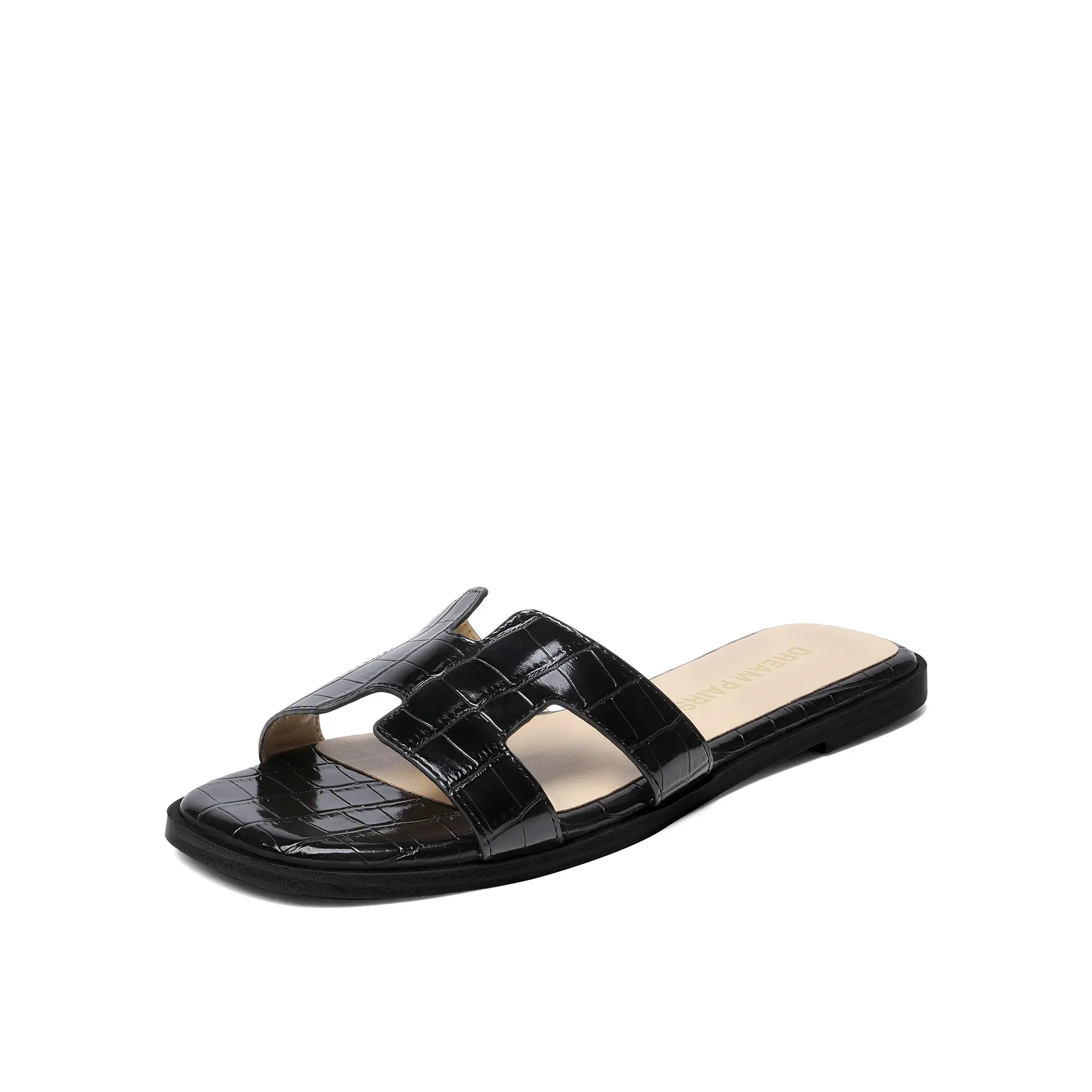 Dream Pairs Women's Classic Cutout Slide Sandals, Comfortable Slip-On Open Toe Fashionable Footwear for Casual Summer Wear, Sandals Women, Cutout Strap Style, Casual Wear, Faux Sheepskin, Cut Out, Beach-Ready Style For Resort Days, Light Sole