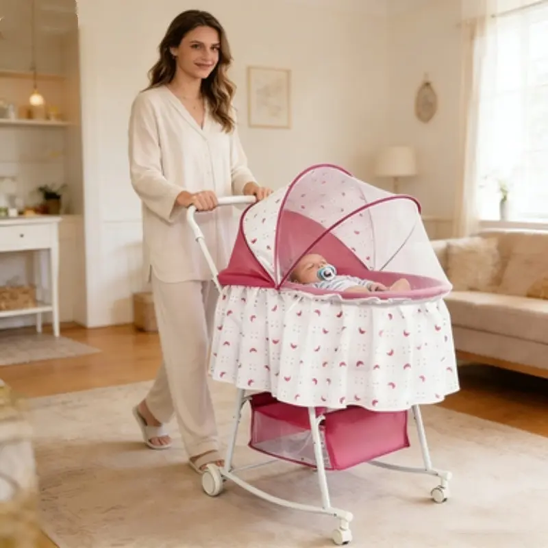 Baby crib, Breathable Baby Bassinet with Mattress,newborn crib, adult bed, baby rocker, toddler crib, multi-functional, movable and foldable,travel bassinet，Mosquito Net Bassinet