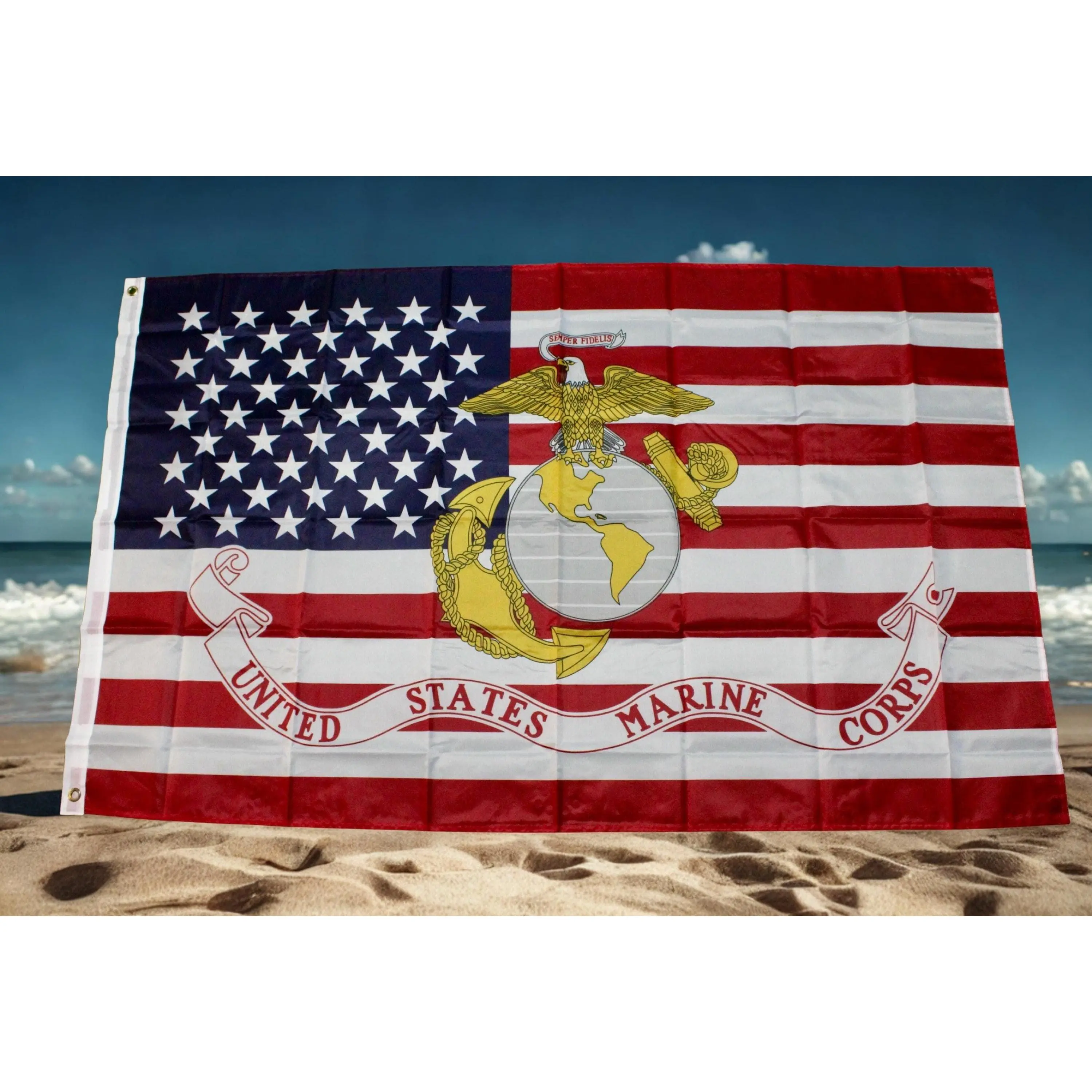 U.S Marine Corps Flag. 3x5 Ft U.S Marine Corps Flag. USMC Military Banner. Marines Flag. Official USMC Flag for Veterans. USMC American Flag
