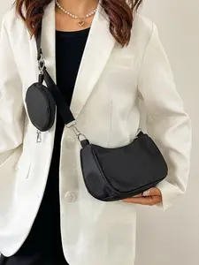 Simple Nylon Crossbody Bag for Women, Lightweight Waterproof Shoulder Bag, Includes Coin Purse, Versatile Commute Backpack