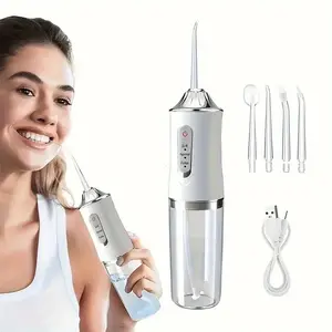 Portable Electric Oral Irrigator Water Flosser, Three Modes, Four Interdental Nozzles, Rechargeable Dental Care Tool, Removes Plaque and Maintains Gum Health