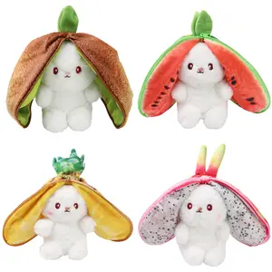 target Bunny strawberry rabbit Plush Toy Cute Fruit  Stuffed animals Fruit Transform Cuddly Bunny Soft Doll for Kids Birthday Christmas Gift Teddy Bear