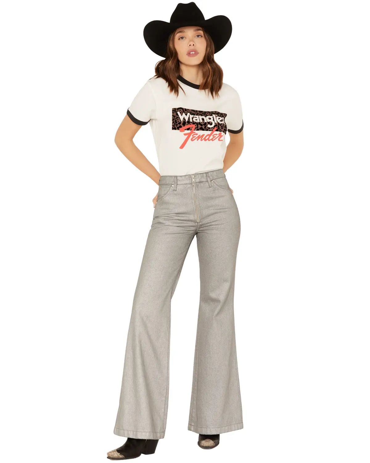 Wrangler Women's X Fender Women'S Metallic Wanderer Flare Jeans - 112326259