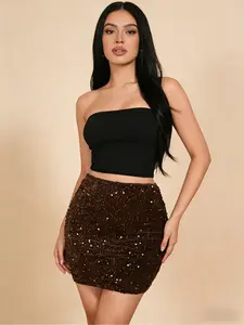 New Arrival for Autumn & Winter | Christmas Collection Women's Sequin Midi Skirt - Elegant, Sexy & Versatile Perfect for Cocktail Parties, Gatherings, Work & More Occasions