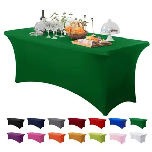 Solid Color Elastic Tablecloth, Rectangular Table Cover, Household Washable Tablecloth for Wedding Party Home Decor