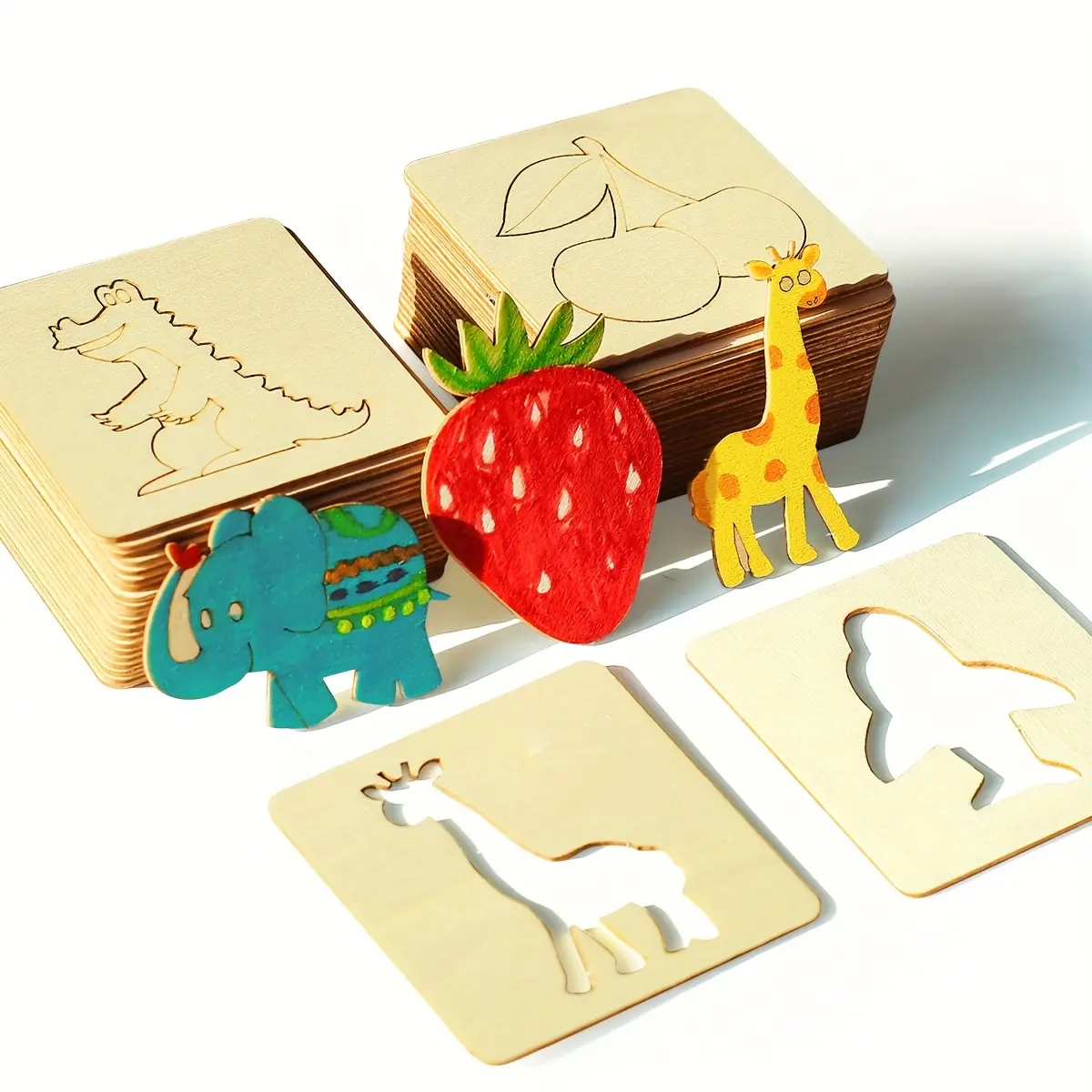Wooden Painting Stencils (10/20/30/60 Packs) - Kids' Educational Doodling Tool, Girl-Friendly DIY Arts & Crafts Gift