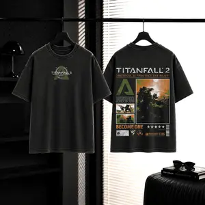 Titan Fall Game Washed T-shirt, Tank Top, Sweatshirt, Hoodie Casual graphic tee lover game acid wash, Fabric, Menswear Top Graphic Hoodie Print Straight Tee Streetwear