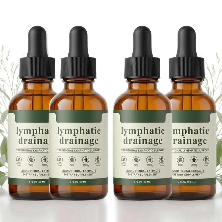 Organic Lymphatic Drainage Drops - 1-4 Bottles, 2 Fl Oz, Immunity & Vitality Booster, Lymphatic Health Support, Portable Dropper Design, Natural Healthcare Travel Essential