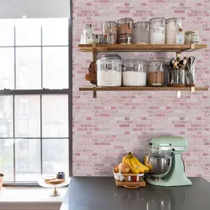 12 Pcs Light Kitchen Stickers, Self-Adhesive Waterproof Wall Decals, Durable Patchwork Design, Easy Installation, 12x12 Inches
