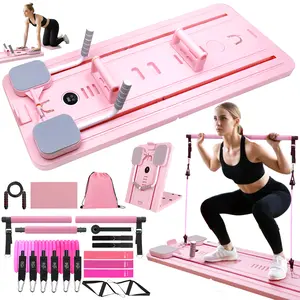 Homimanor Foldable Pilates Board Set for Beginners, Portable Home Fitness Kit with Pilates Bar and Resistance Bands for At-Home Exercise & Light Strength Training