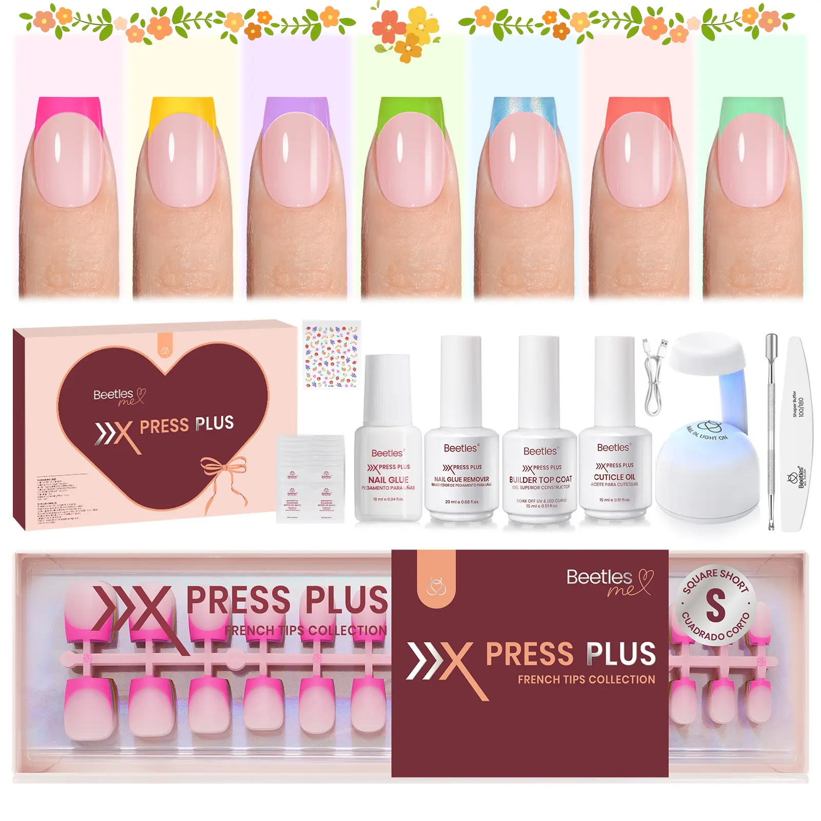 [LIVE ONLY]Beetles Pastel X PRESS PLUS French Tips Press on Nails Kit –  Soft Nail Gel Tips Salon-Quality DIY Manicure in 15 Mins for Women