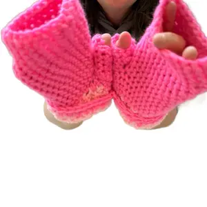 Crocheting Fingerless Gloves - Pink Knitted Mittens for Winter