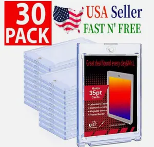 30 Pack Magnetic Trading Sports Card Holders 35pt One-Touch Hard UV Protection
