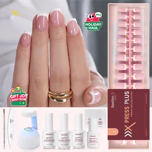 Beetles French Tip Press On Nails French Gel Nail No File Need  Fake Nails  4-in-1 DIY Manicure for Nail Extension Designs for Women