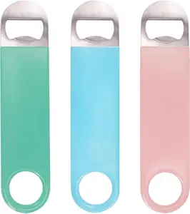 3-Pack Sturdy Stainless Steel Flat Bottle Opener Set, 7-Inch Heavy-Duty Bar Utensils for Home Bar Use