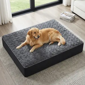 Orthopedic Dog Beds For Large Dogs, Extra Large Waterproof Dog Bed With Removable Washable Cover And Non-Slip Bottom, Soft Long-Pile Dog Bed，47inch