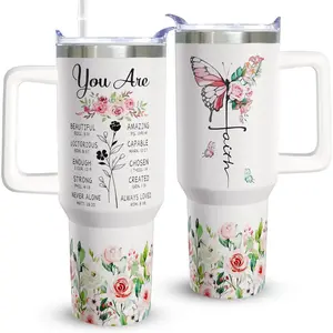 Christian Gifts For Women Religious Gifts Encouraging Inspiration Gift for Mom on Mother's Day - 40oz Christian Tumblers With Handle Straw and Lid Faith Tumbler Cup Christian Travel Coffee Mug