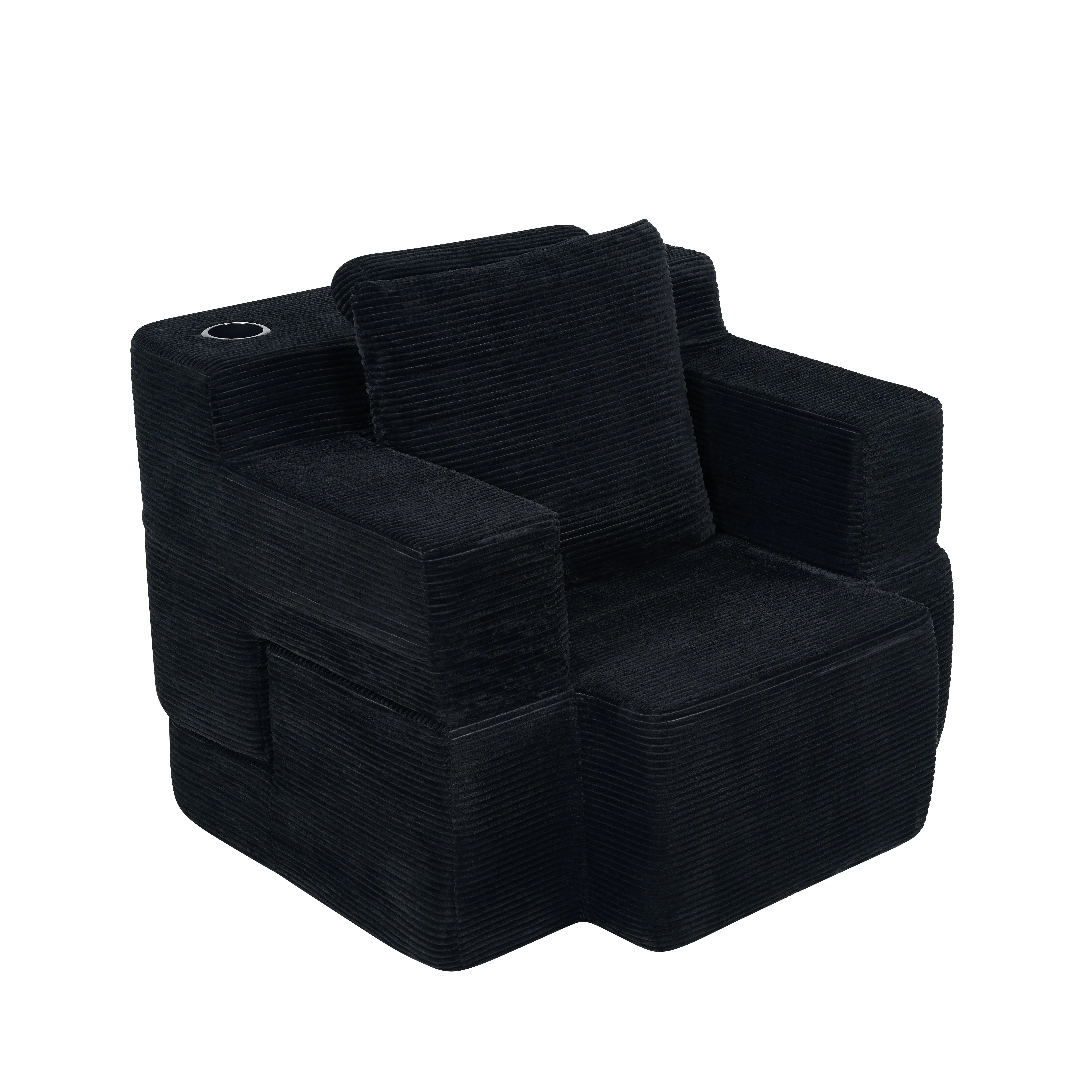 Multi-Functional Single Compression Sofa, Convertible into Computer Desk & Simple Office Desk, Corduroy Upholstery, Comfortable Seating, Ideal for Office Workers, Storage, Foldable