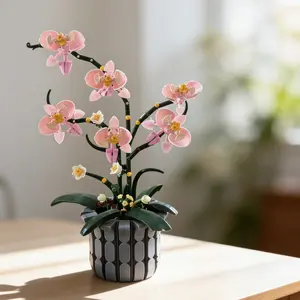 DIY Bionic Flower Orchid Plant Model, Romantic Gift for Lovers, Beautiful Handheld Bouquet Toy, Creative Assembly Decor Set