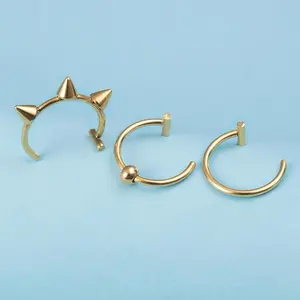 Punk Stainless Steel Non-Piercing Lip Hoop Jewelry for Men - Clip-On Nose Septum Spike and Fake Lip Ring set
