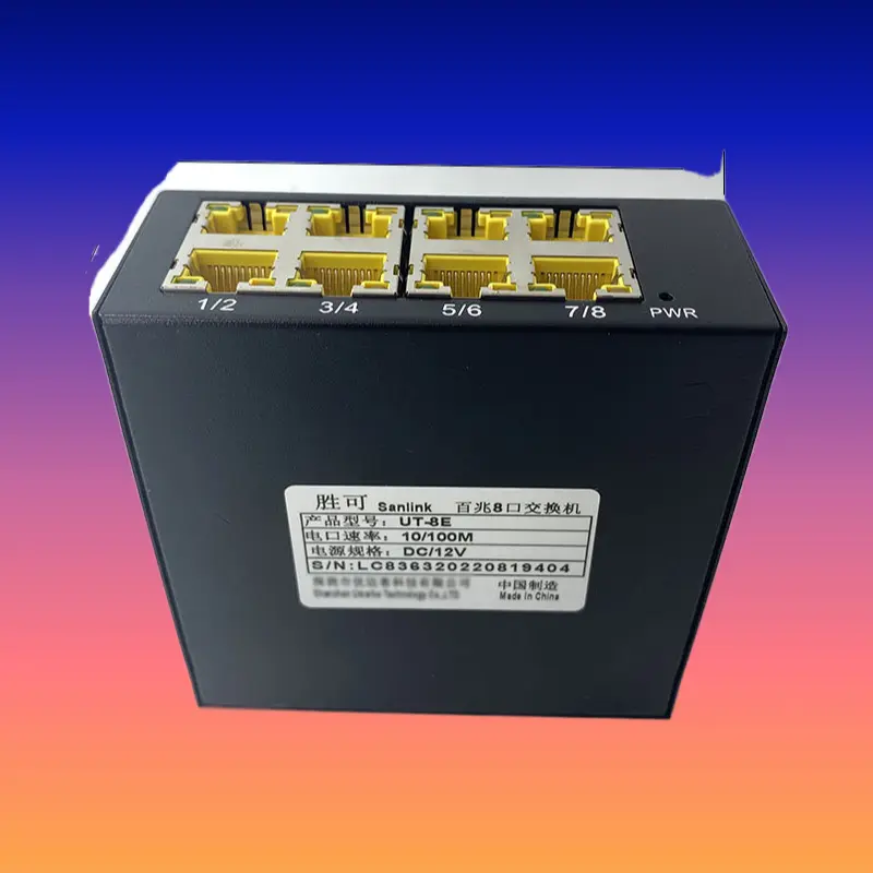 8-Port 100Mbps 12V Metal Casing Multi-Port Splitter Network Switch, Ideal for Ethernet Network Monitoring (PoE-Compatible), Multi-Port Splitter Network Switches & Poe