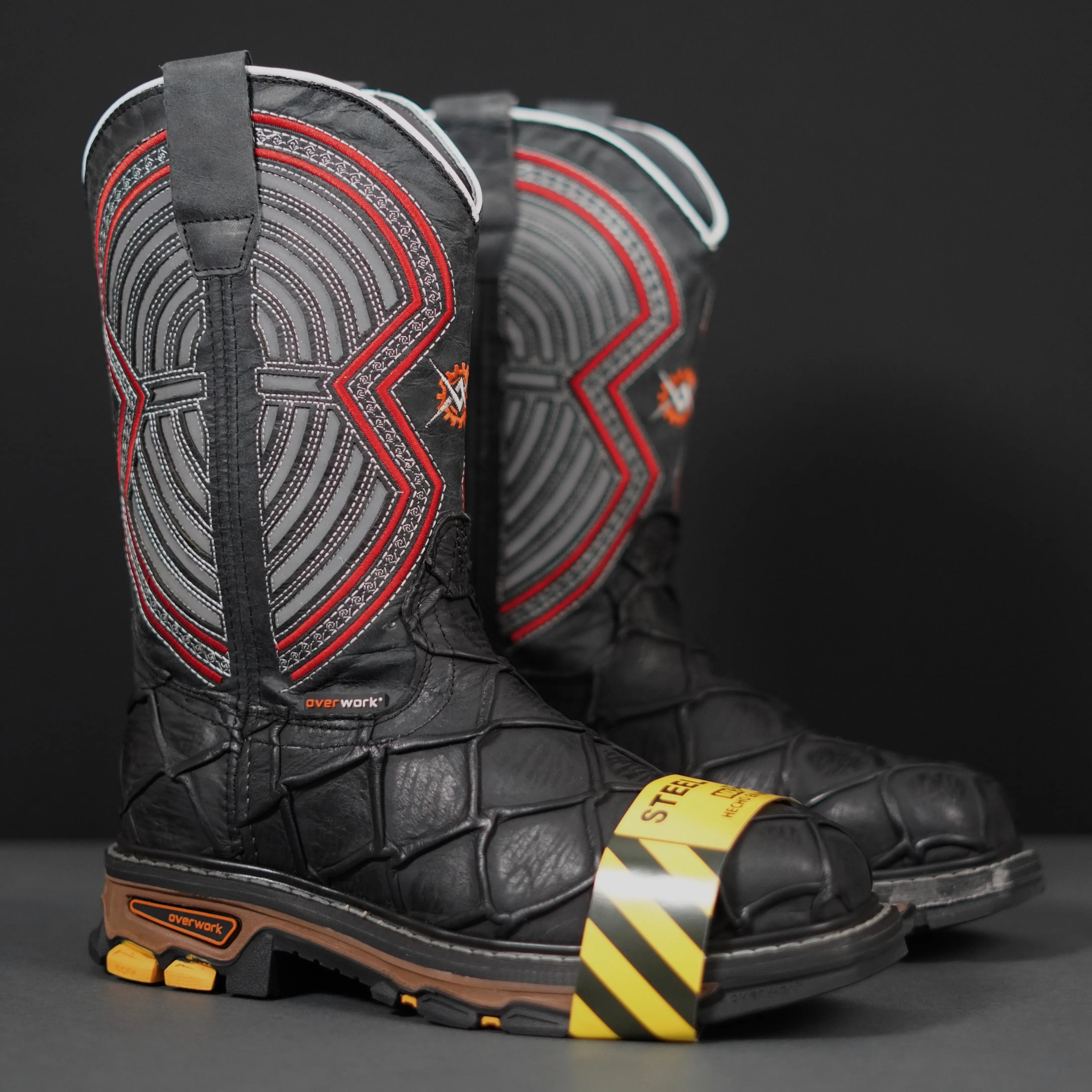 3026 Negro Steel Toe Work Boots Botas De Trabajo Mens Western Safety Guard Square Toe