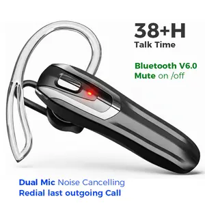 YUEYINOK Single-Ear In-Ear Bluetooth 6.0 Earbud - Audio Headphone with Mics, Button Control, Noise Cancelling, 42H Battery, Hands-Free Calling for Driving, Cable Protection for Charging Devices