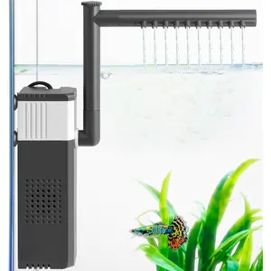 Powerful 10W 130GPH Aquarium Filter for 10-35Gal Fish Tank, Adjustable Submersible 3-in-1 Filter with Biochemical Sponge for Fish Turtle, Supports Filtration Oxygenation Water Cycle