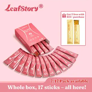 Leafstory Collagen Reset Jelly (7 Sticks/17 Sticks): Cranberry Flavor, Collagen, Support Digestion & Gut Health, Skin Elasticity, Hair & Nails, Dietary Fiber, Chia Seeds, Sugar-Free, Gluten-Free, Non-GMO, Gelatin-Free, Natural Ingredients-X