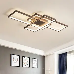 Garwarm Modern Ceiling Light Fiture, Dimmable Led Flush Mount Ceiling Lamp with Remote Control,50W Square Close to Ceiling Lights for Bedroom Living Room Dining Room (35.4",Coffee, 3000K-6500K)