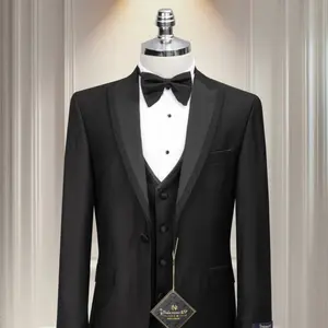 Elegant Men's Suit Shawl Lapel Single Breasted Wedding Party Formal 3-Piece Set Blazer Vest Pant