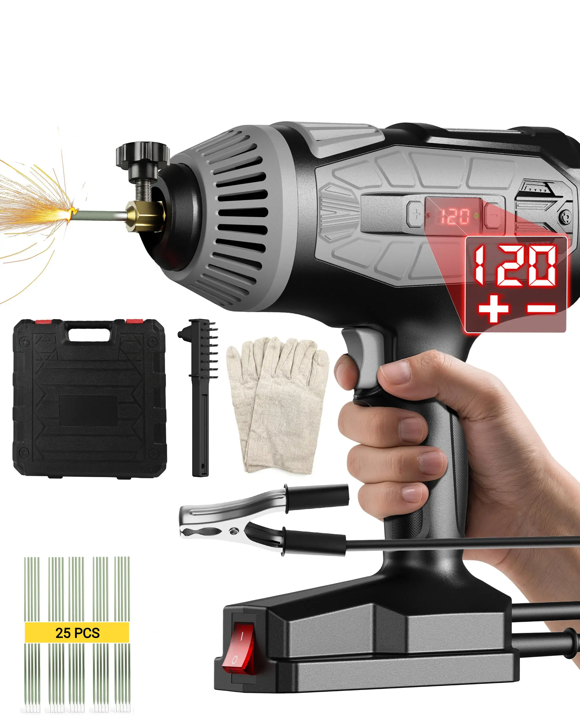 FIRMOAK Upgraded 110V Portable Handheld ARC Welder Tools, IGBT Stick Welding Machine with 5-Level Current Control, Anti-Stick, Overheat Protection, 3/32-Inch Electrode Kit for Home, Auto Repair