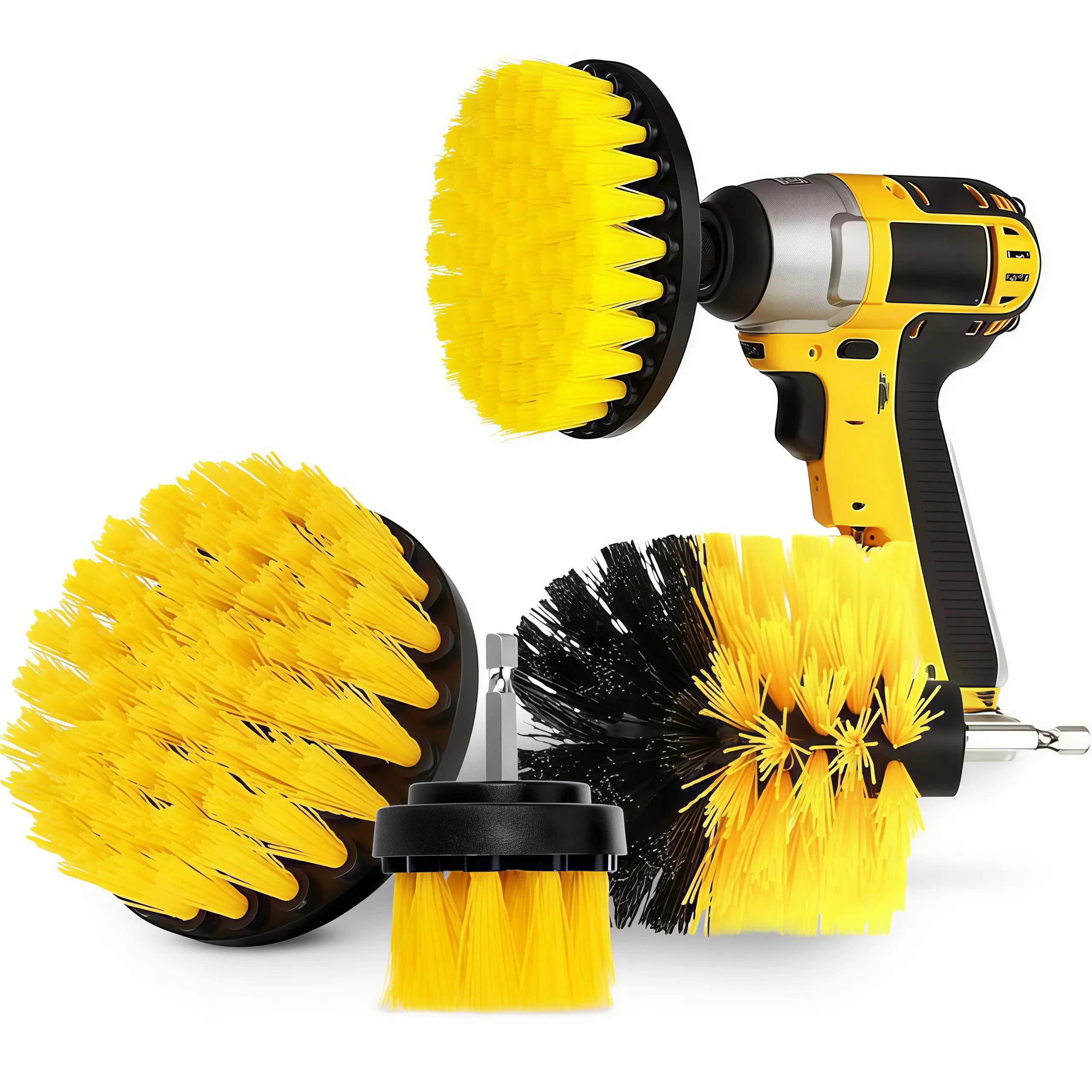 LMMAKE 1SET Drill Brush Attachment Kit, Multi-Purpose Car Wash Brushes, Rotary Detailing Brush Set, Car Carpet Cleaning Brushes for Wheels, Grout, Showers, Bathrooms, Floors
