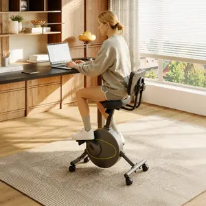 FlexiSpot 2-in-1 Under Desk Exercise Bike V8, Home Office Standing Desk Cycle with Breathable Oversized Seat, Silent Rolling Fitness Bike, 8-Level Resistance & 300 lbs Weight Capacity, Space-Saving V9 Series