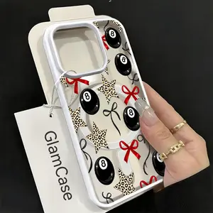 8 Ball Leopard, Star and Bow Acrylic Smartphone Case - Chic Glamour Style Cellphone Cover & Casing for iPhone 17,16,15,14,13,12,11 Plus Pro Max (A17)