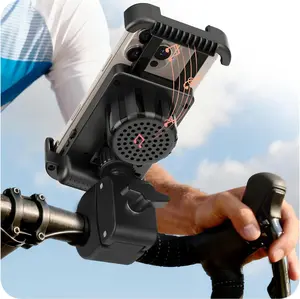 Bike Speaker with Phone Holder, Bluetooth Motorcycle Speakers with Phone Mount, Motorcycle Mount - Motorcycle Phone Holder with Bike Speaker,Handlebar Cell Phone Clamp for iPhone 16 15 14 13 12 Pro Max Plus,4.7 to 6.8" Phones, for Scooter, Motorcycle
