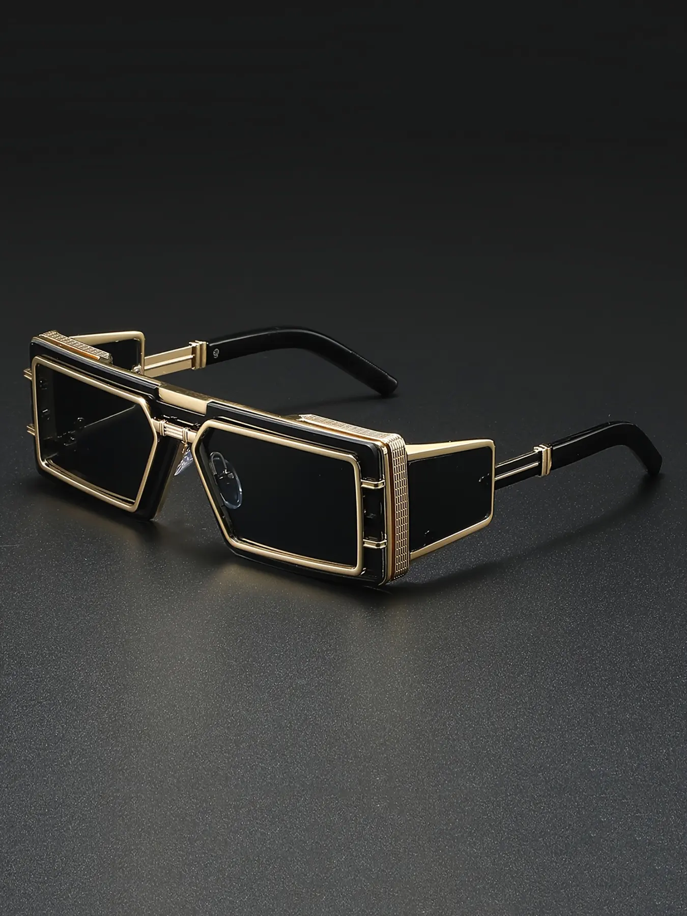 Men's Cyberpunk Metal Rectangle Eyeglasses, Wide Leg Flat Top Fashion Glasses, Stylish Glasses, Decorative Lens, Perfect for Street Photography Parties Music Festivals