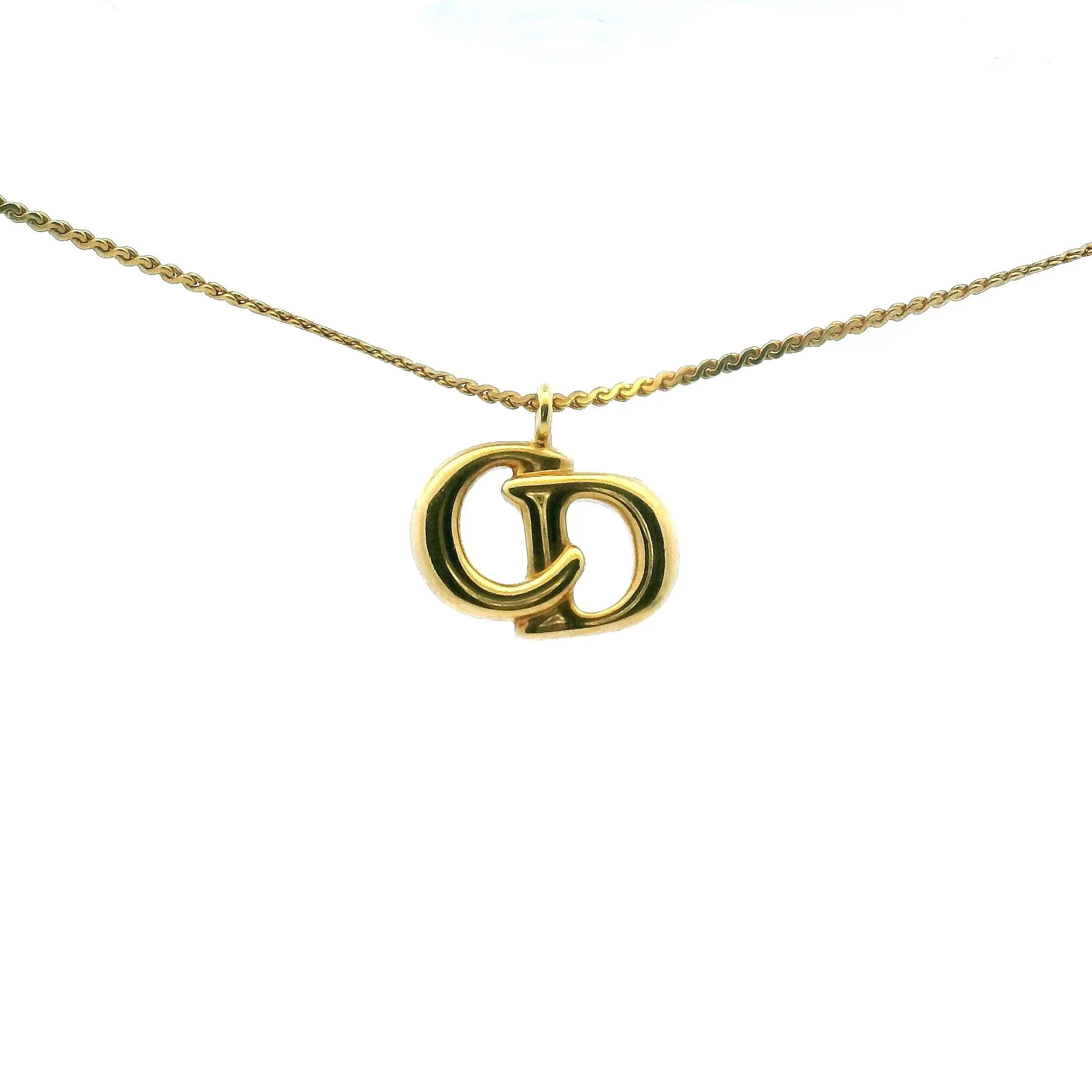 Pre-owned Dior Gold CD Necklace
